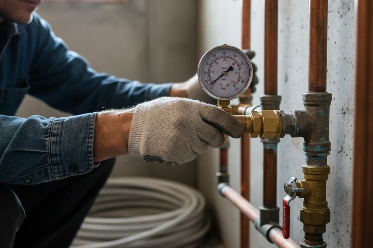 Pressure testing a repaired line during Water Line Repair in Ireland